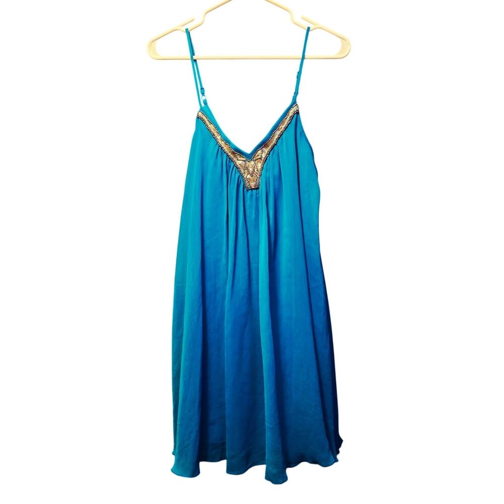 Express blue art deco style shirt dress size small
